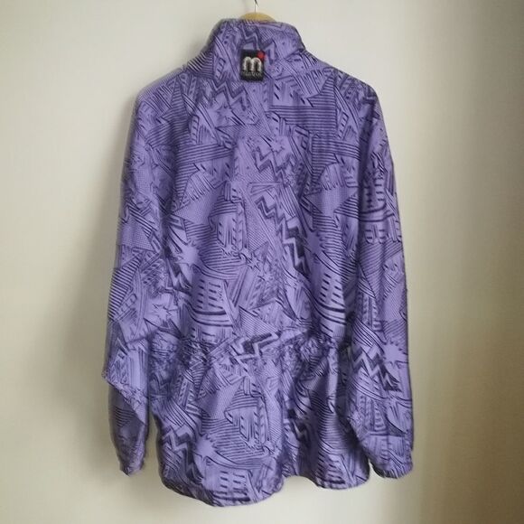 VINTAGE MISTRAL Purple & Black Abstract Comic Oversized Rain Coat Size Large - Picture 16 of 16